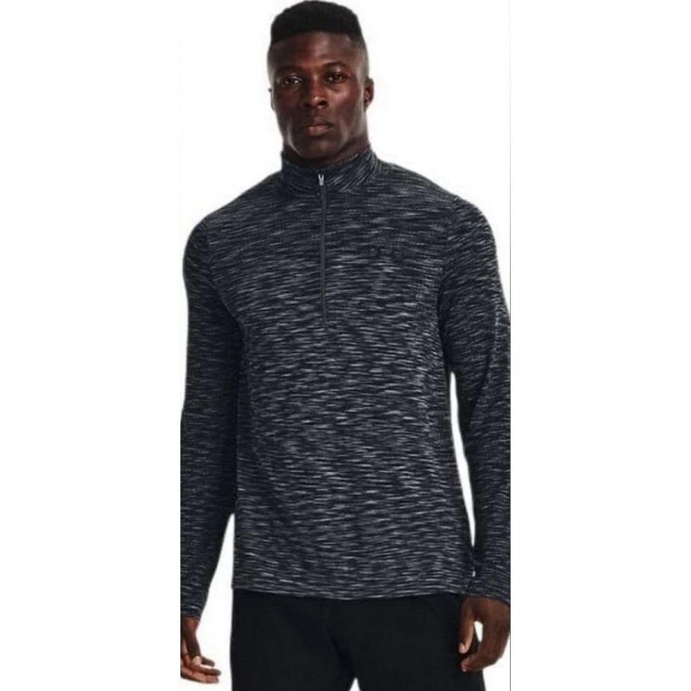 Under Armour Quarter Zip Fitted Long Sleeve Active Shirt Grey Men's Small